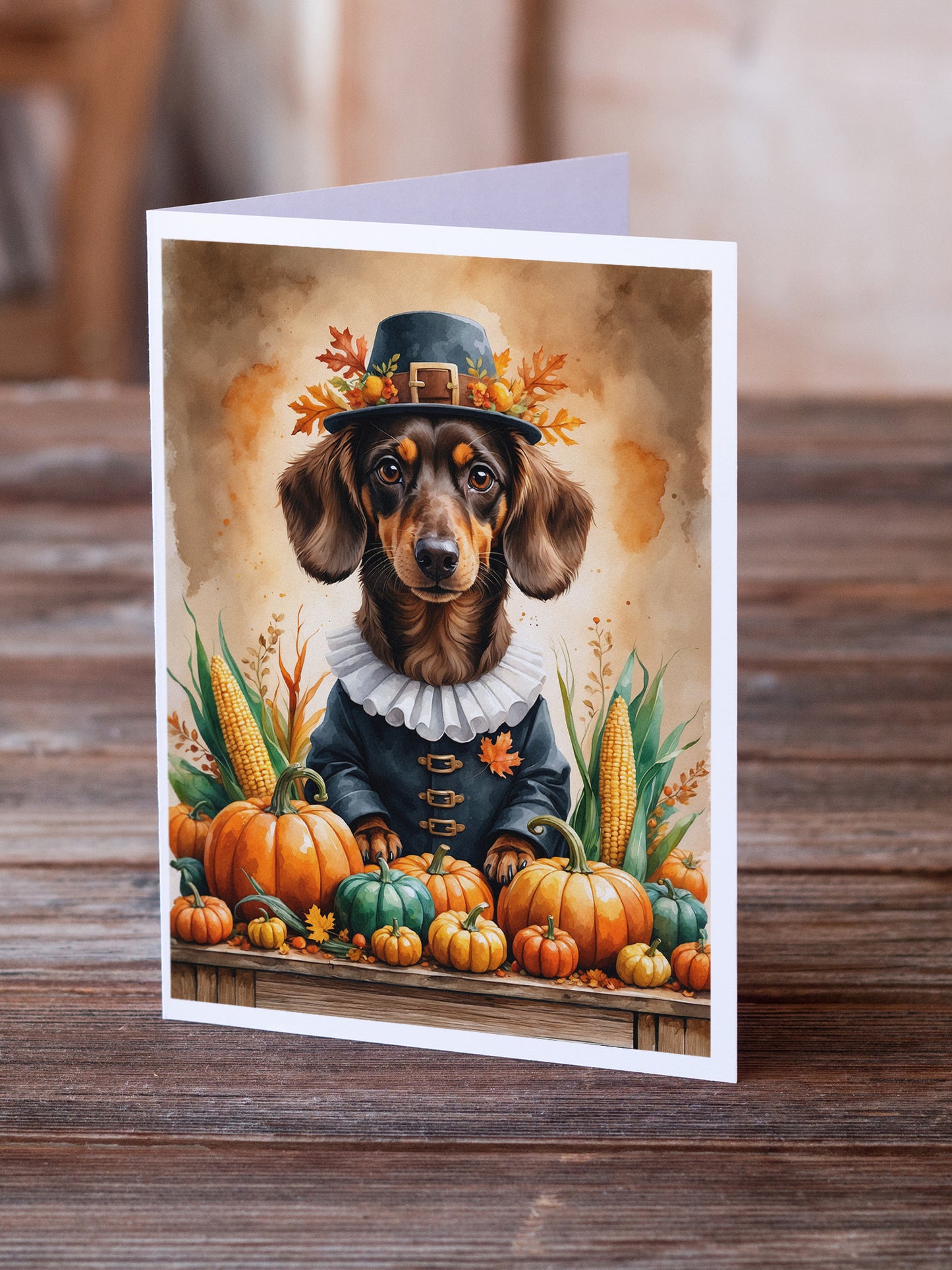 Chocolate Dachshund Thanksgiving Greeting Cards Pack of 8