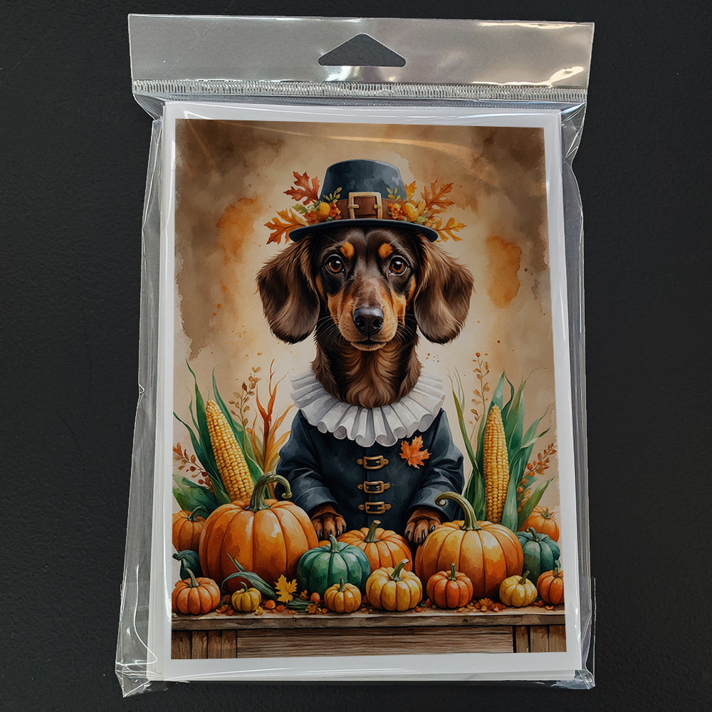 Chocolate Dachshund Thanksgiving Greeting Cards Pack of 8