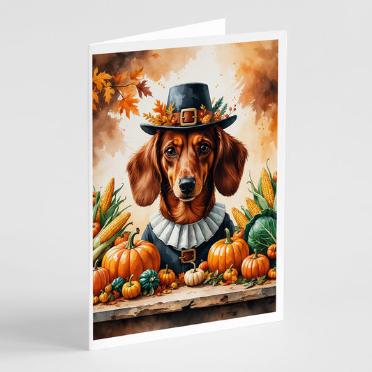Buy this Red Brown Dachshund Thanksgiving Greeting Cards Pack of 8