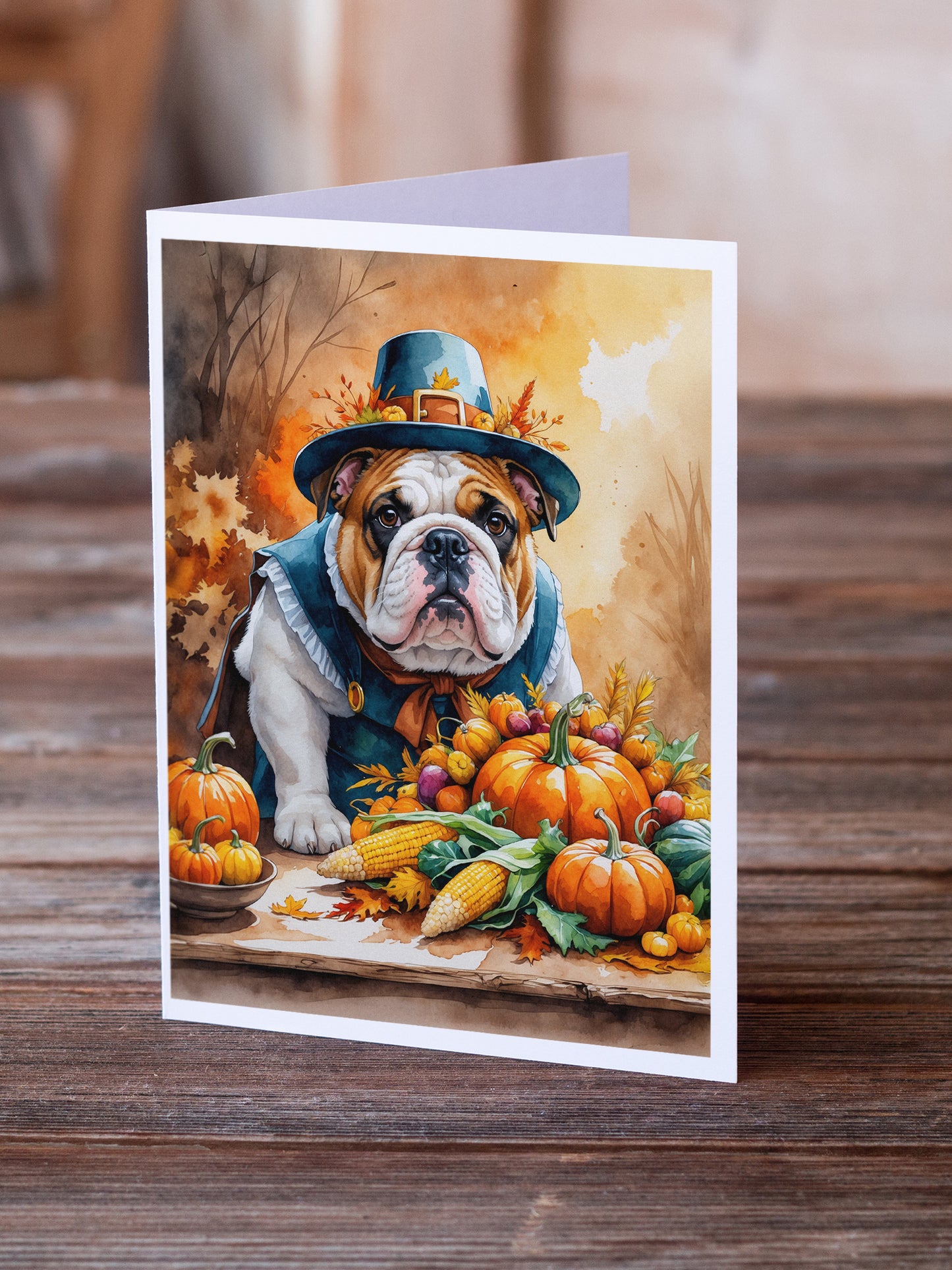 English Bulldog Thanksgiving Greeting Cards Pack of 8
