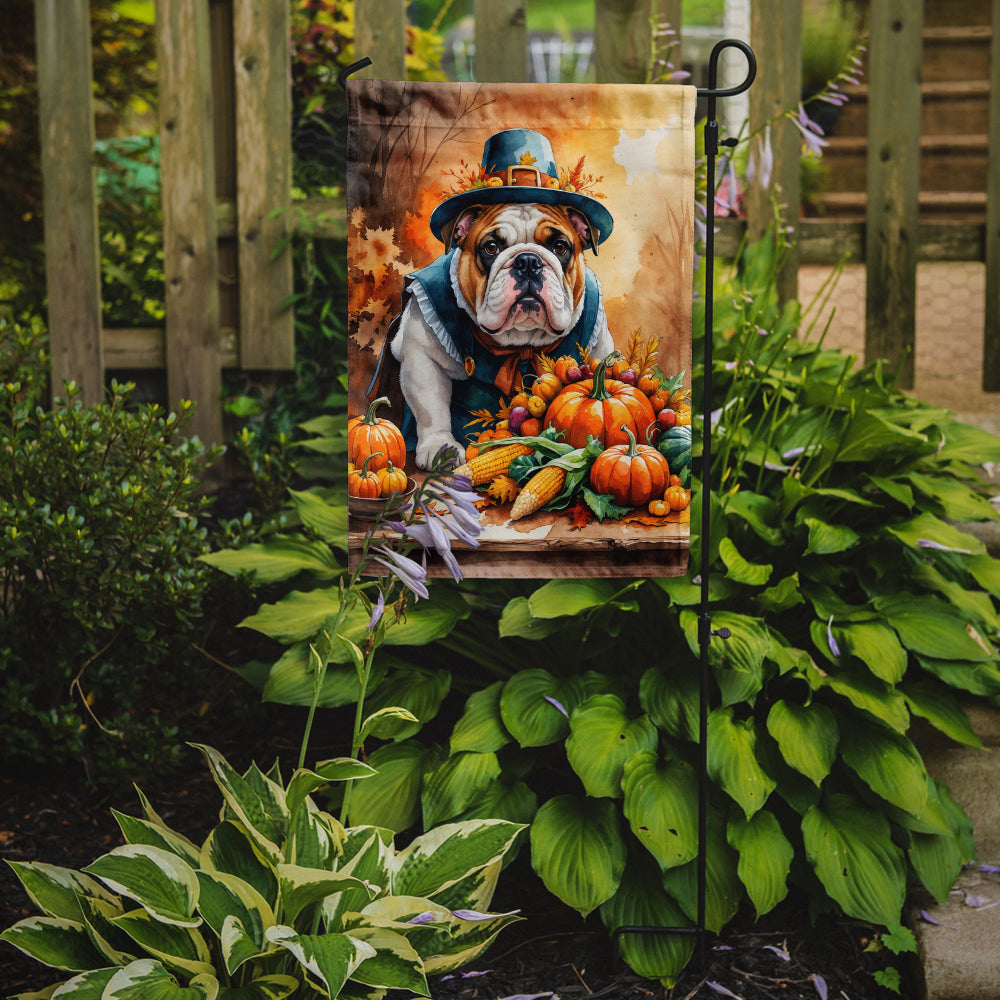 English Bulldog Thanksgiving Garden Flag