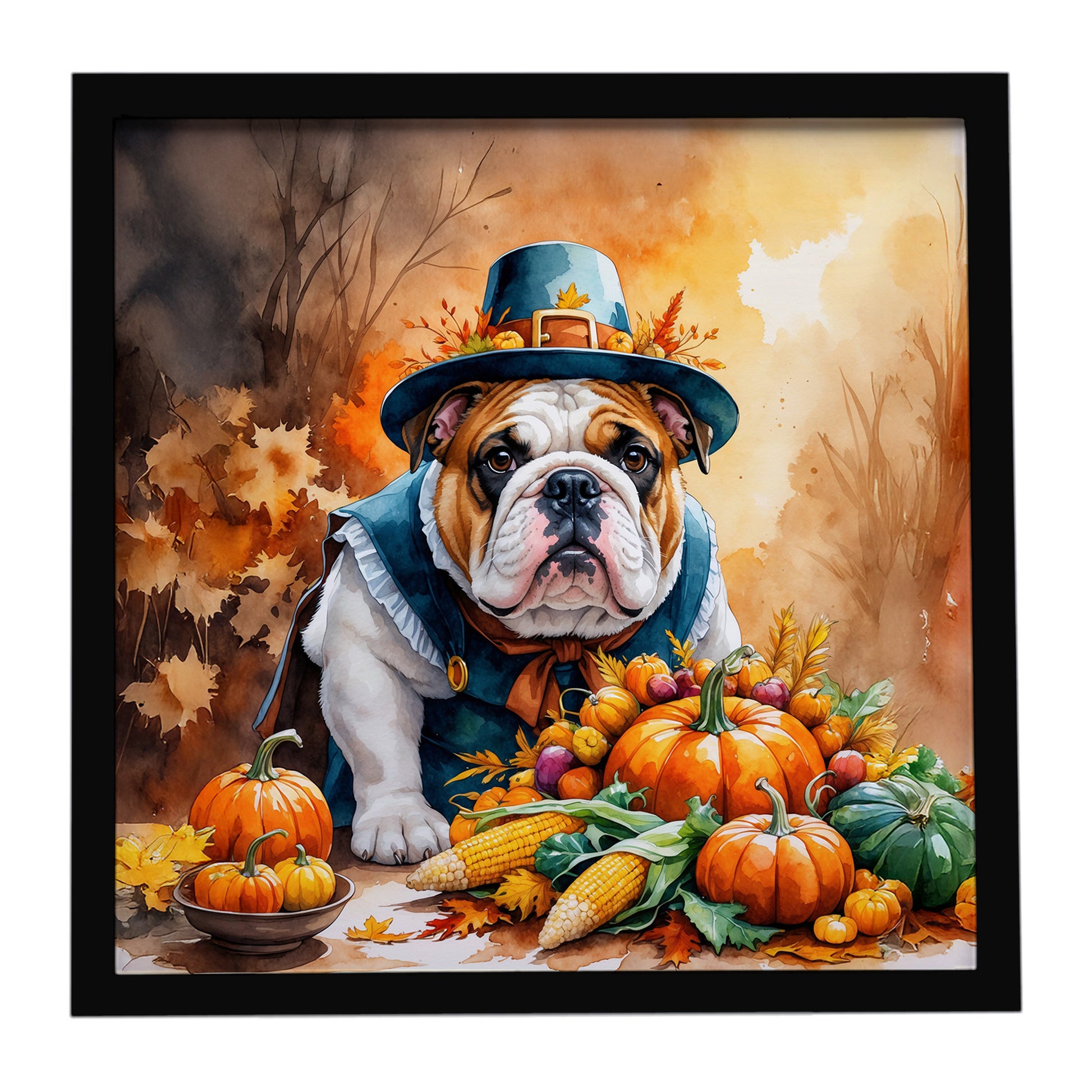 Buy this English Bulldog Thanksgiving Framed Metal Print