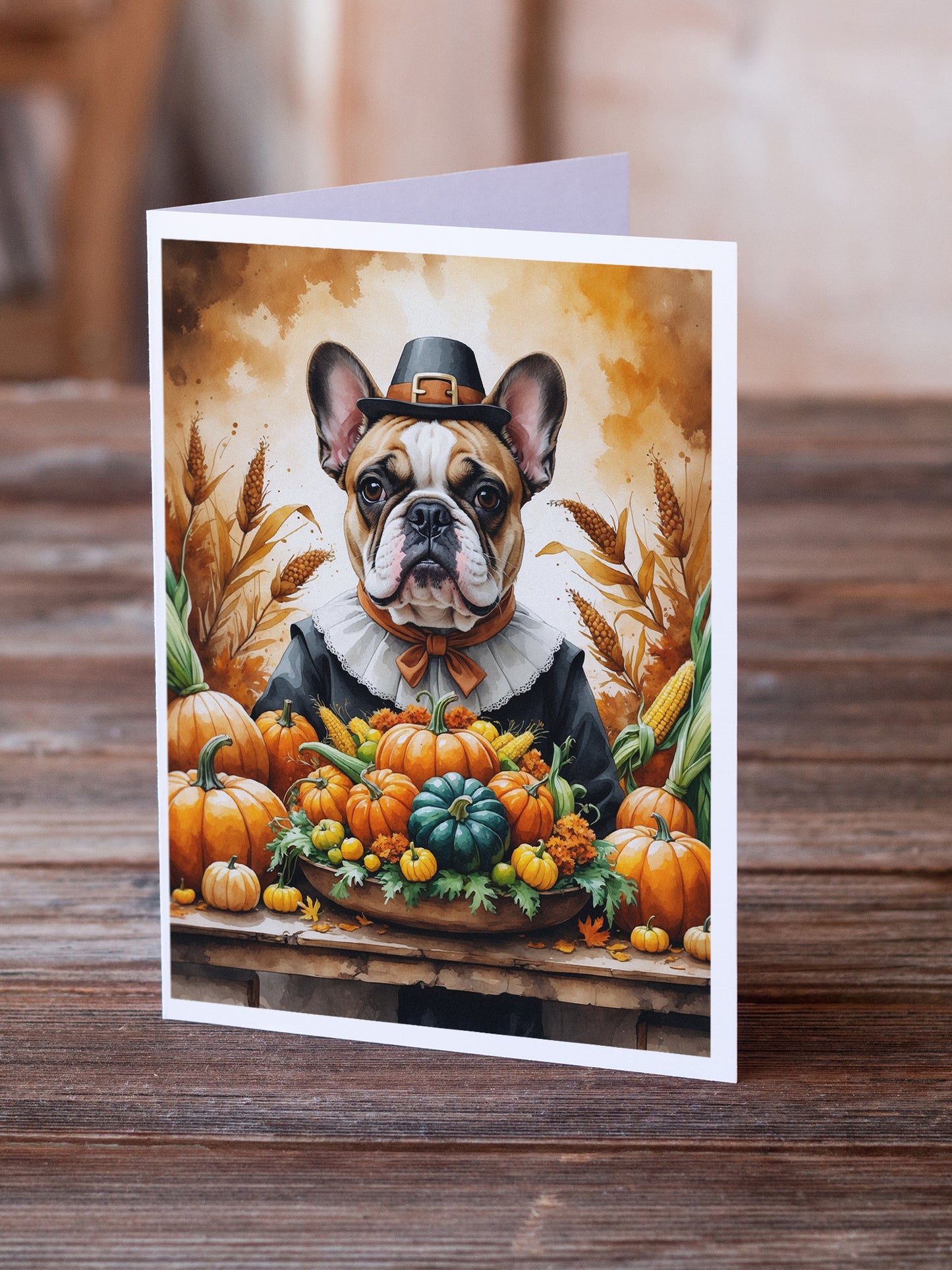 French Bulldog Thanksgiving Greeting Cards Pack of 8