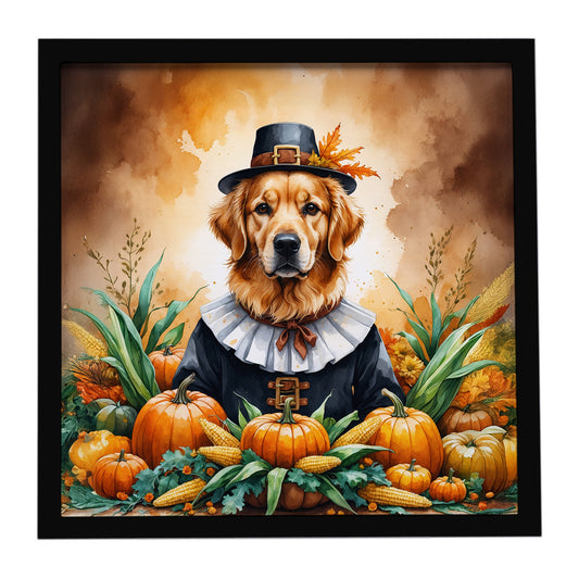 Buy this Golden Retriever Thanksgiving Framed Metal Print