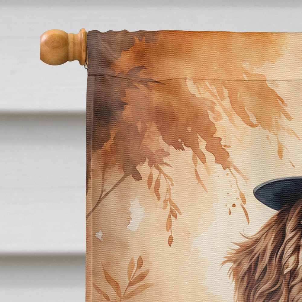 Chocolate Labradoodle Thanksgiving House Flag