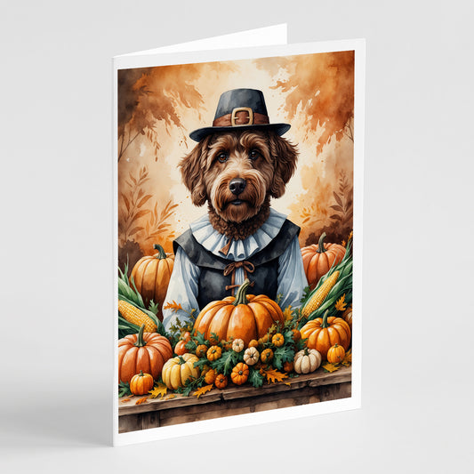 Buy this Chocolate Labradoodle Thanksgiving Greeting Cards Pack of 8