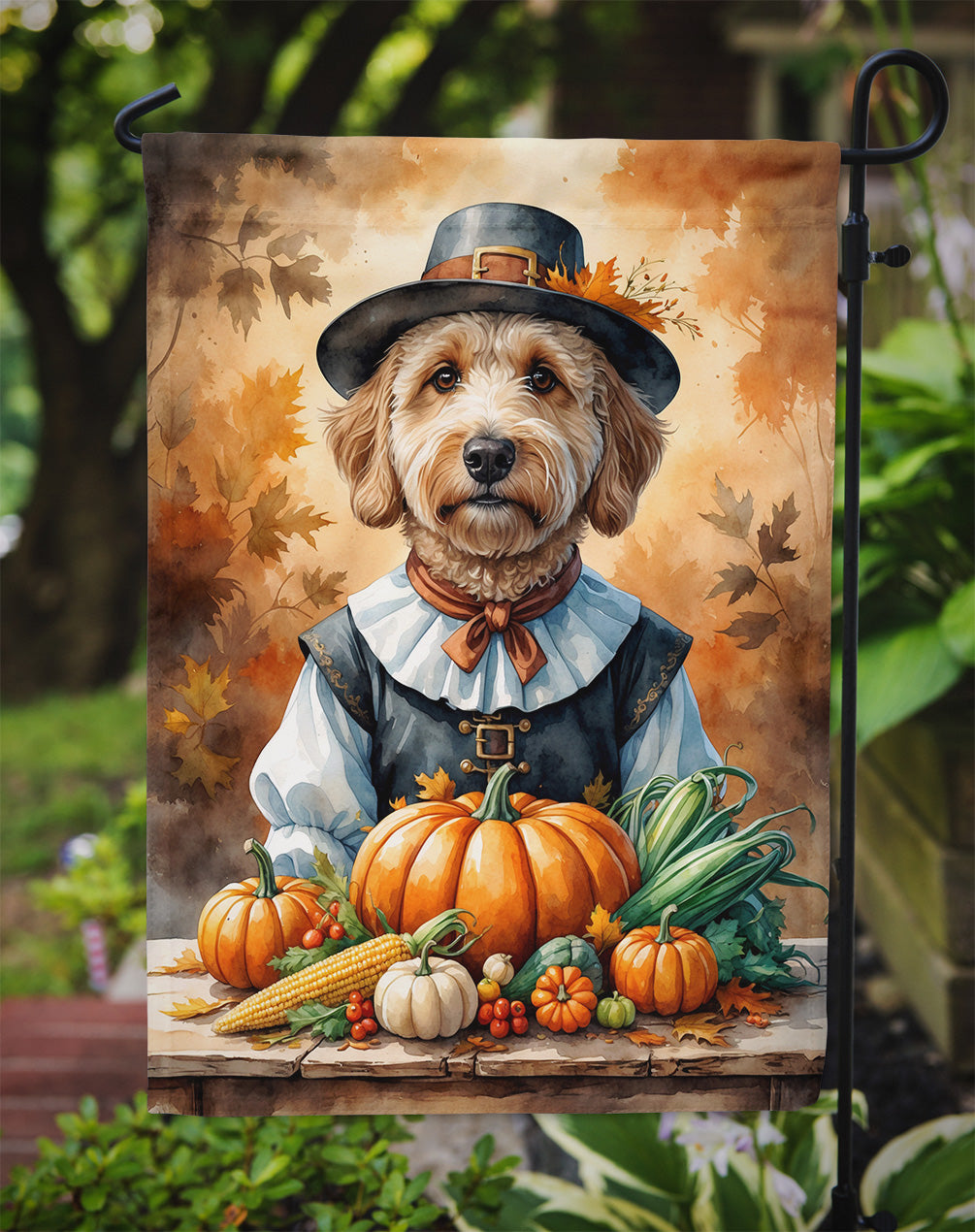 Labradoodle Thanksgiving Garden Flag