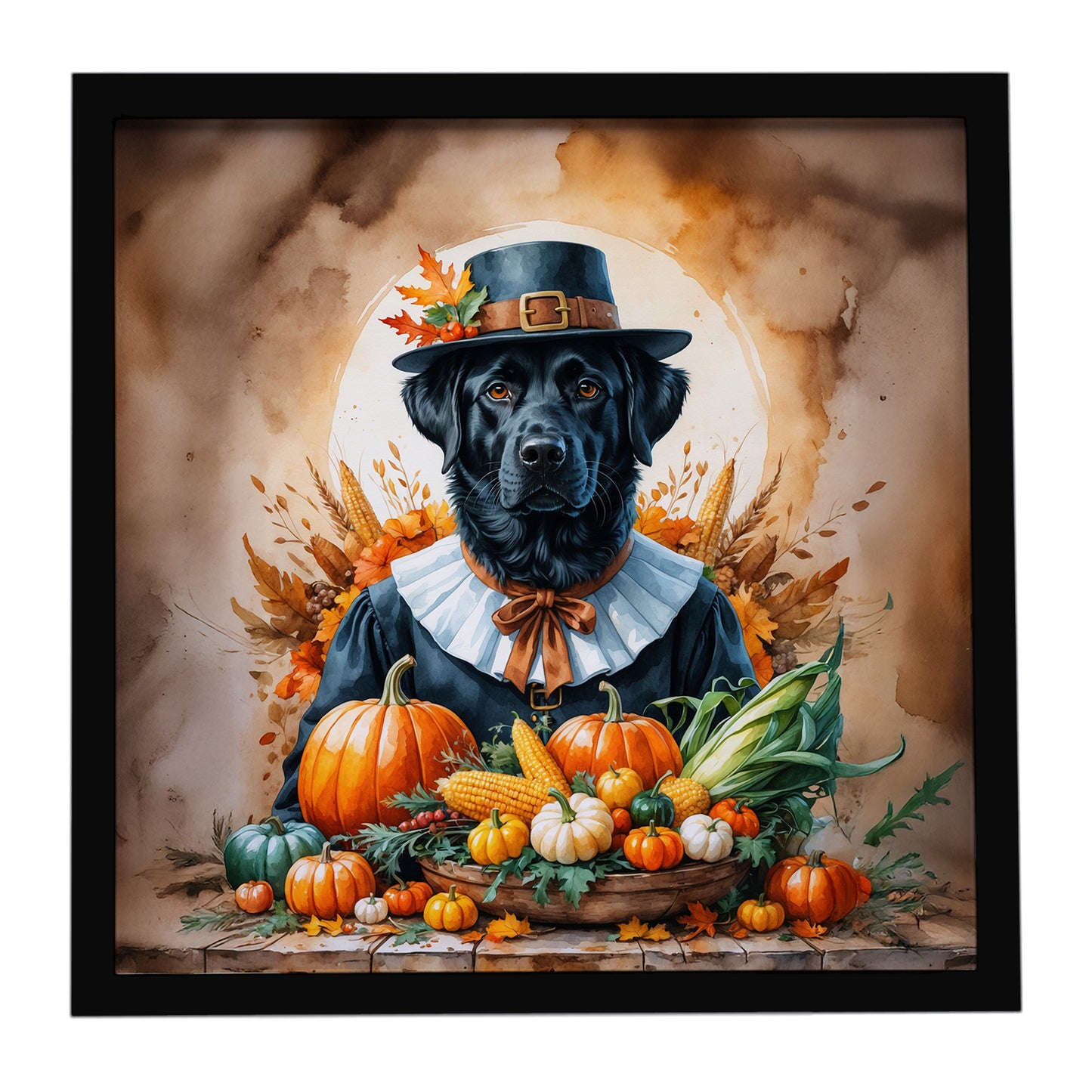 Buy this Black Labrador Retriever Thanksgiving Framed Metal Print