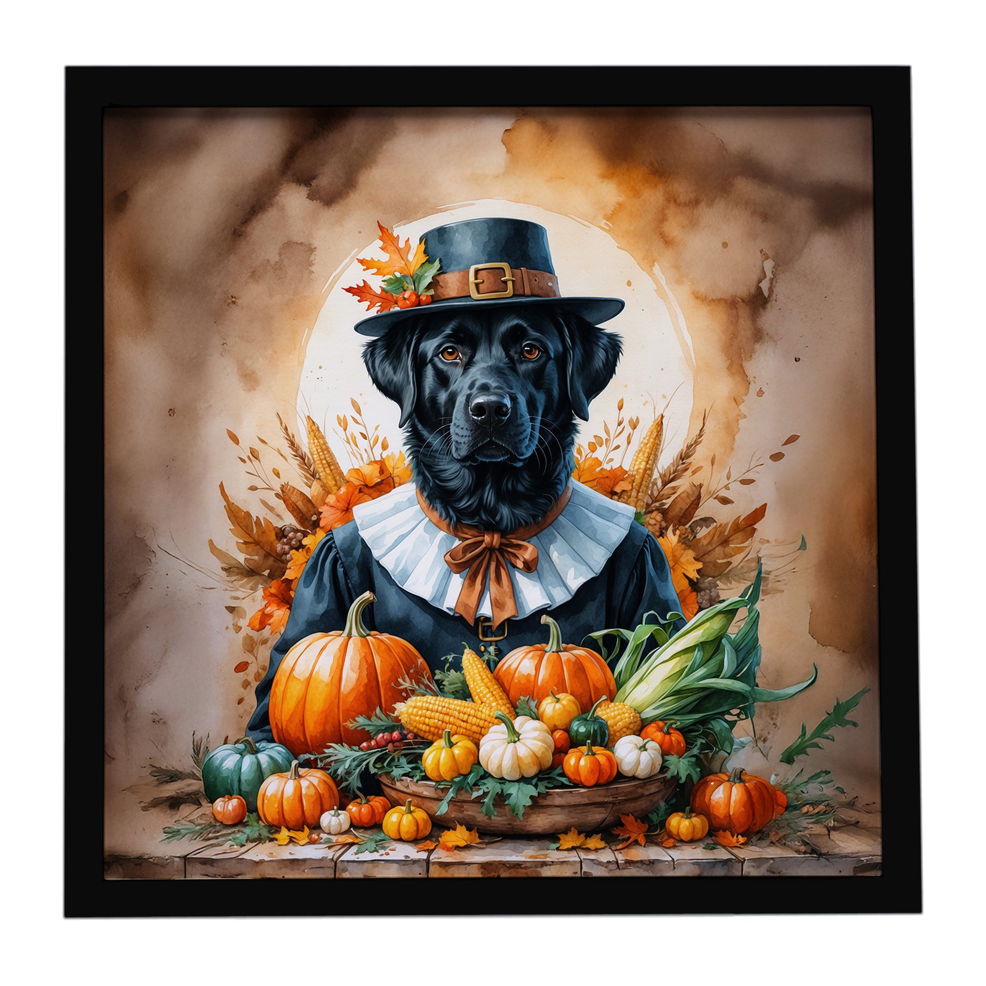 Buy this Black Labrador Retriever Thanksgiving Framed Metal Print