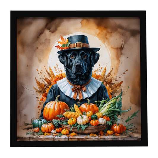 Buy this Black Labrador Retriever Thanksgiving Framed Metal Print