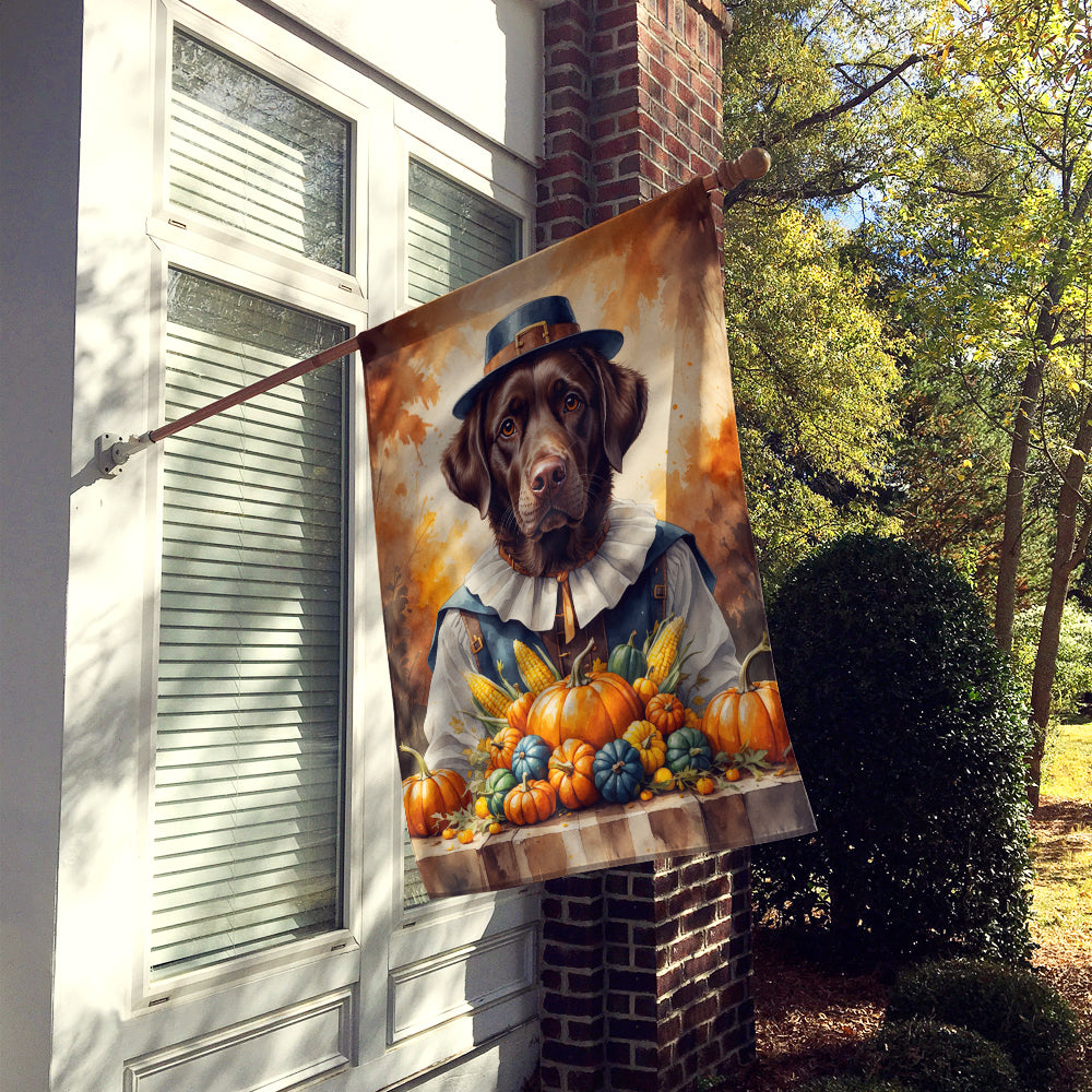 Chocolate Labrador Retriever Thanksgiving House Flag