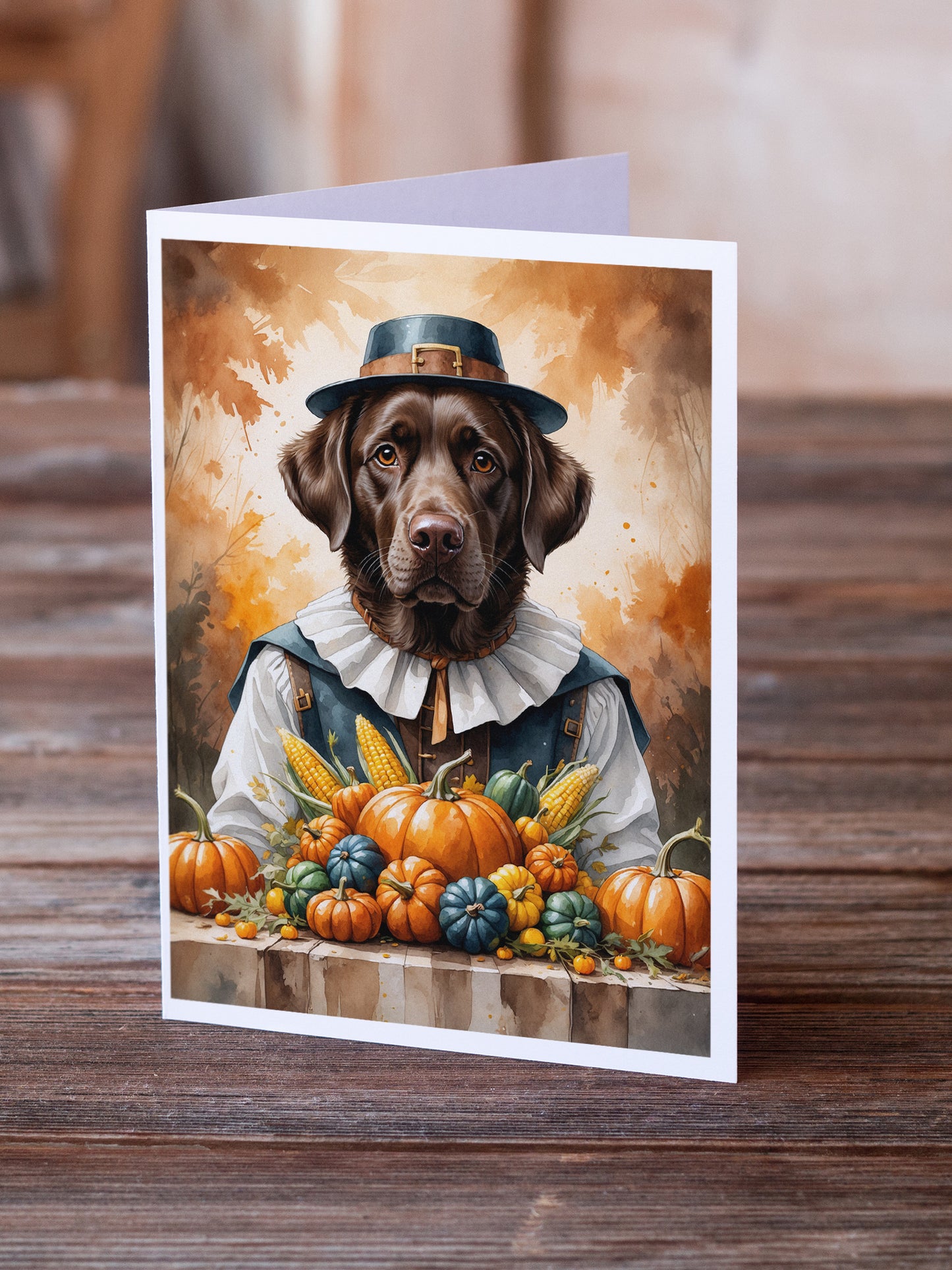 Chocolate Labrador Retriever Thanksgiving Greeting Cards Pack of 8