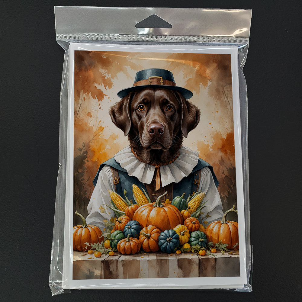 Chocolate Labrador Retriever Thanksgiving Greeting Cards Pack of 8