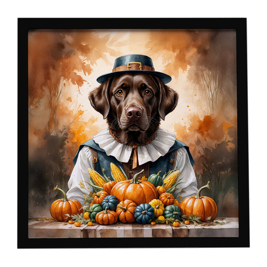 Buy this Chocolate Labrador Retriever Thanksgiving Framed Metal Print