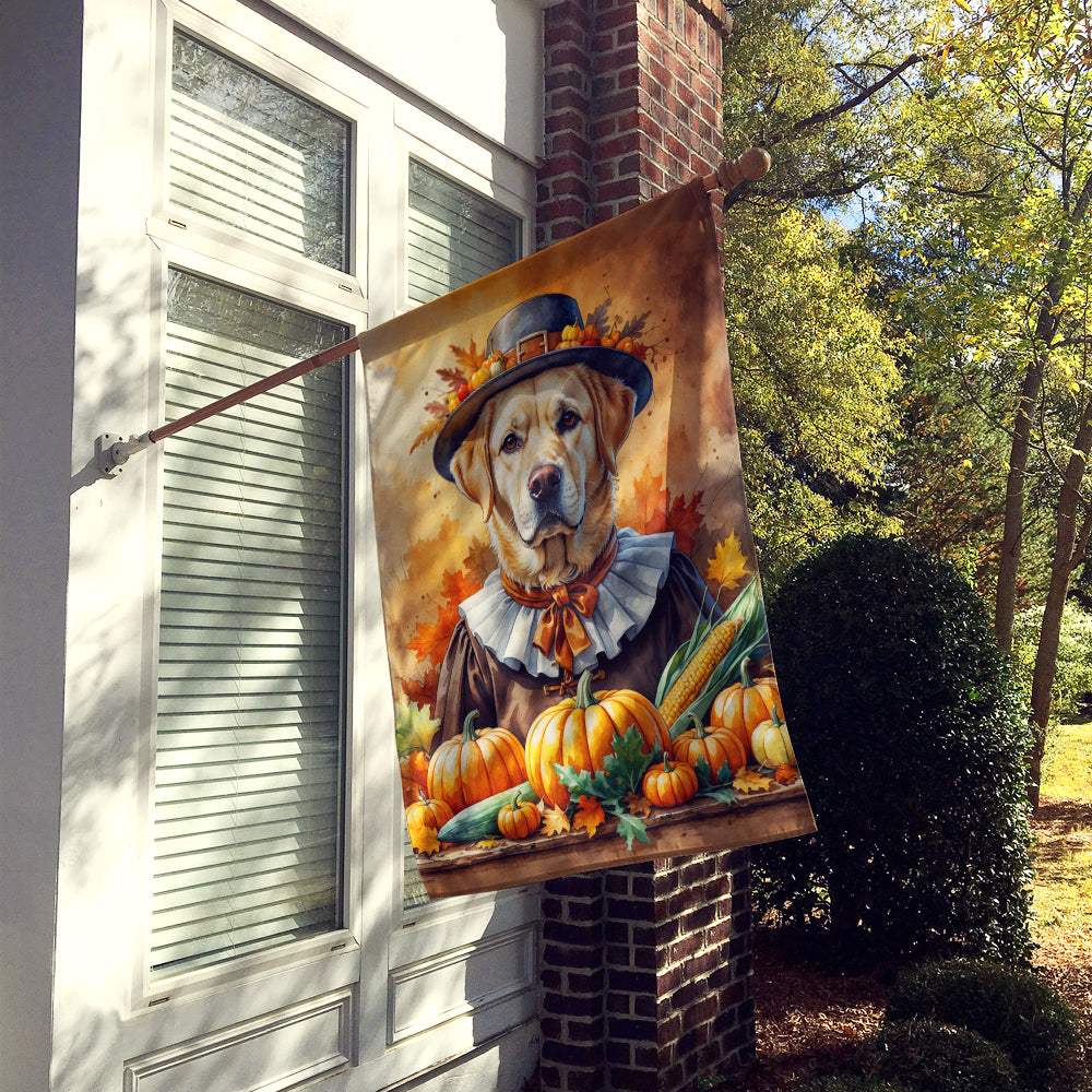Yellow Labrador Retriever Thanksgiving House Flag