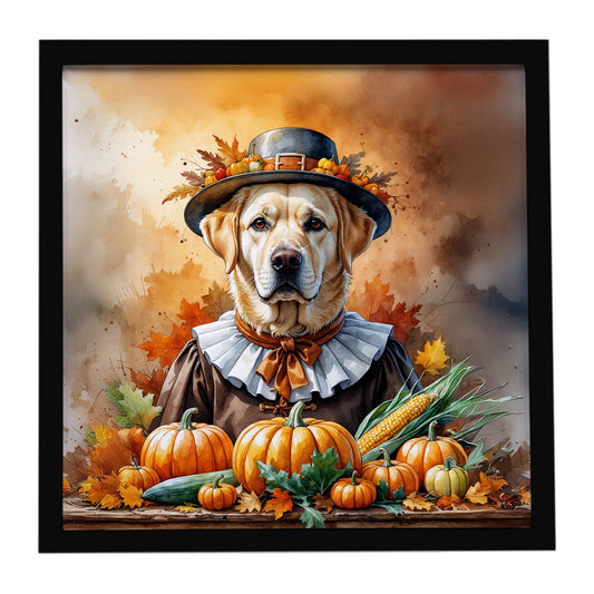 Buy this Yellow Labrador Retriever Thanksgiving Framed Metal Print