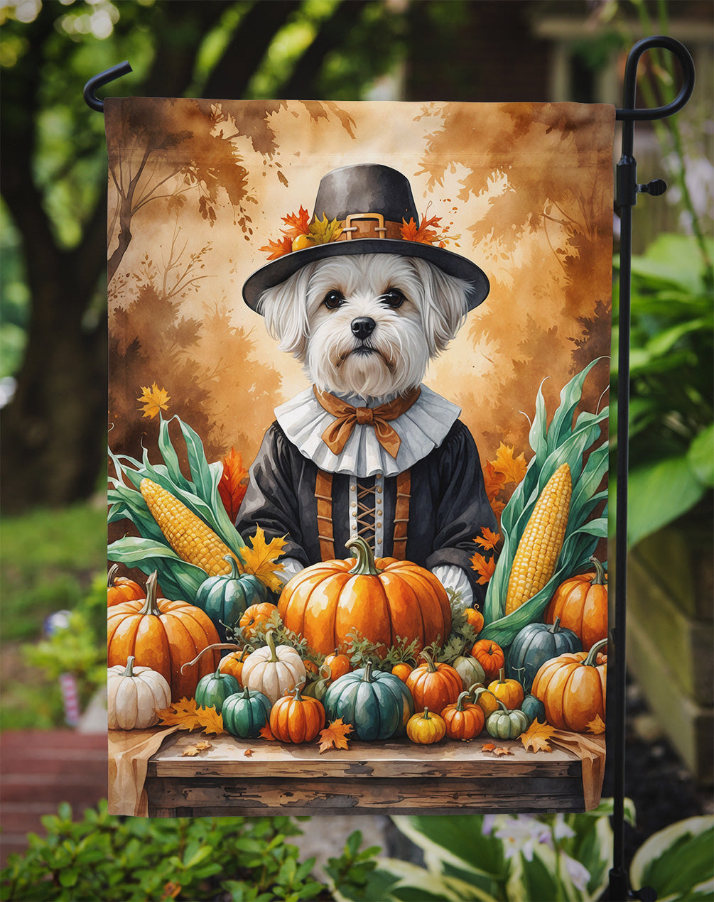 Maltese Thanksgiving Garden Flag