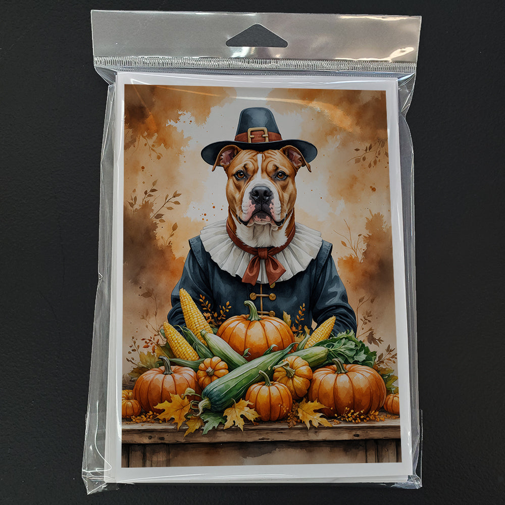 Pit Bull Terrier Thanksgiving Greeting Cards Pack of 8
