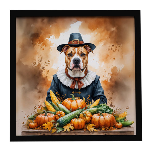Buy this Pit Bull Terrier Thanksgiving Framed Metal Print