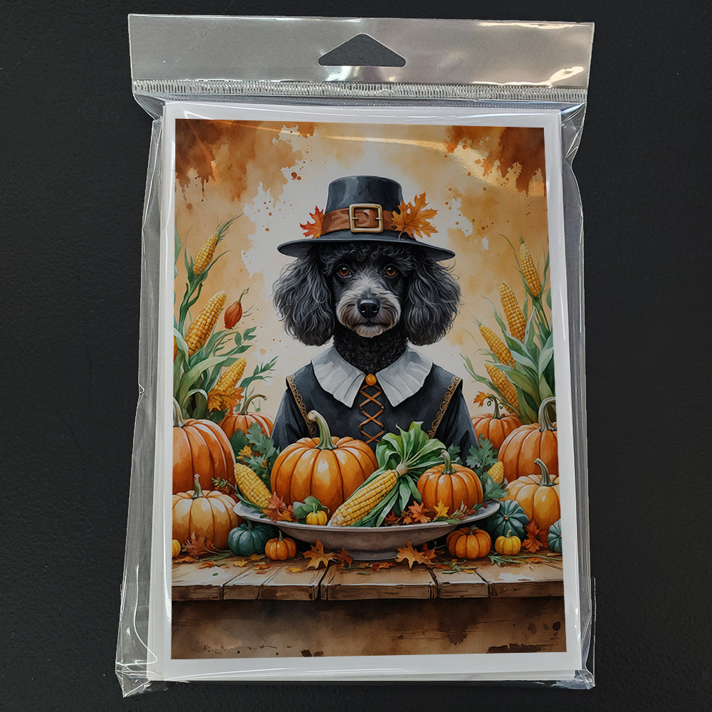 Black Poodle Thanksgiving Greeting Cards Pack of 8