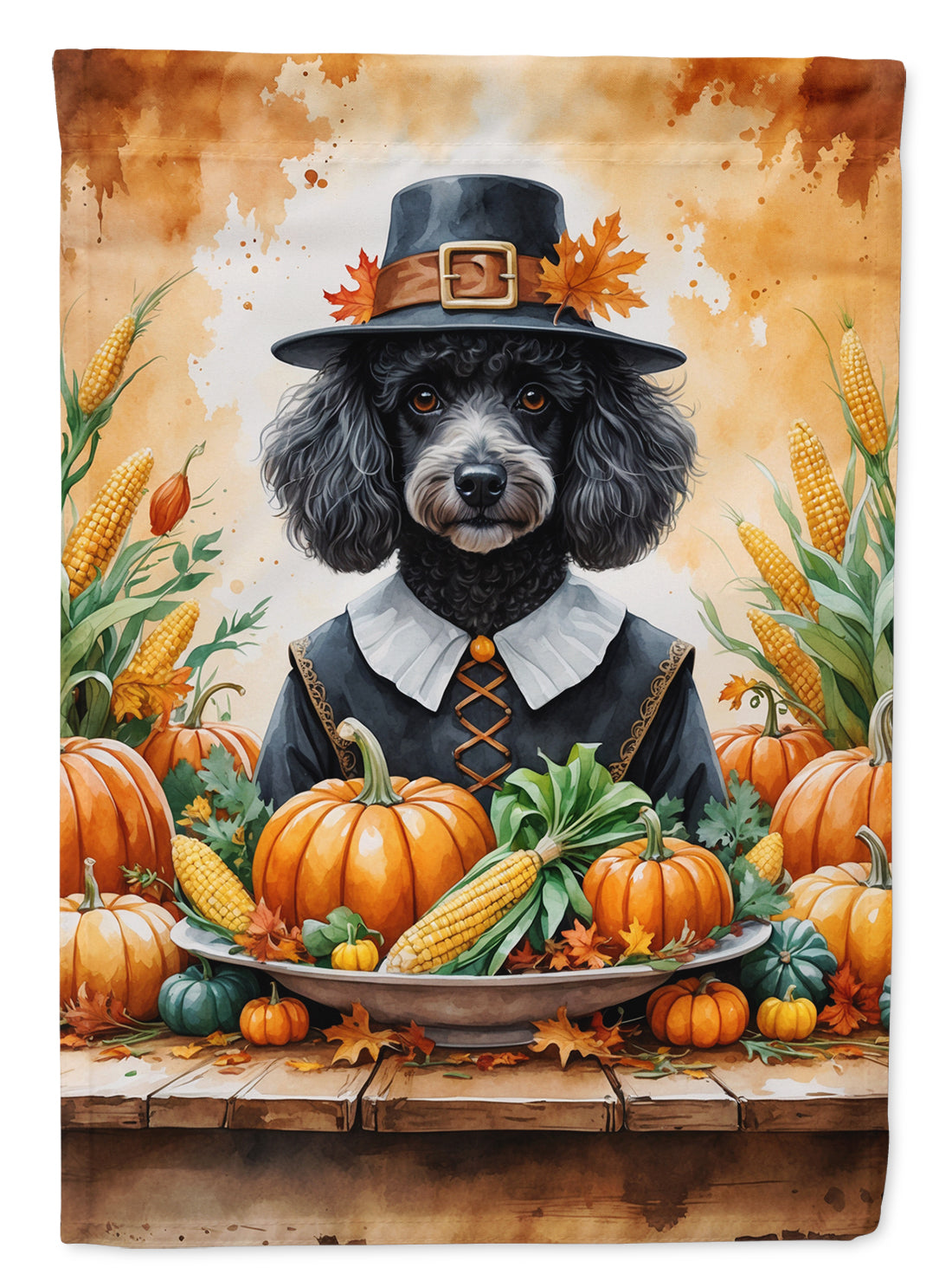 Buy this Black Poodle Thanksgiving Garden Flag