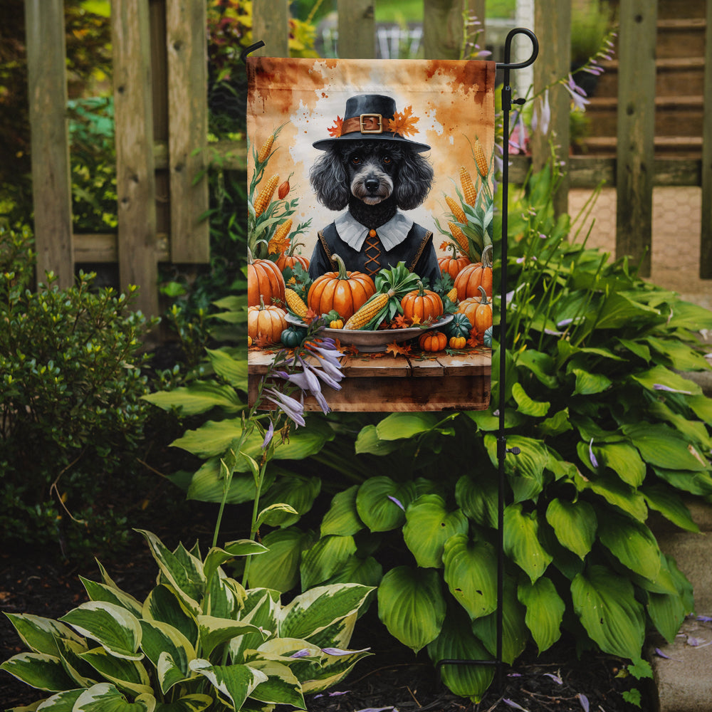 Black Poodle Thanksgiving Garden Flag