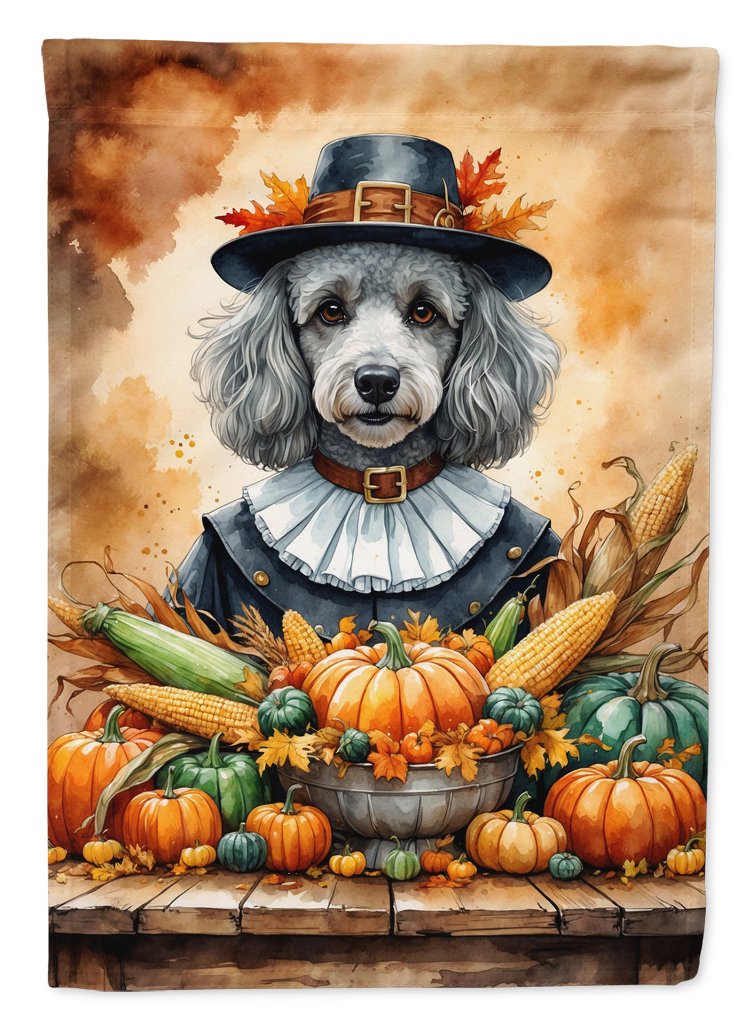 Buy this Grey Silver Poodle Thanksgiving House Flag