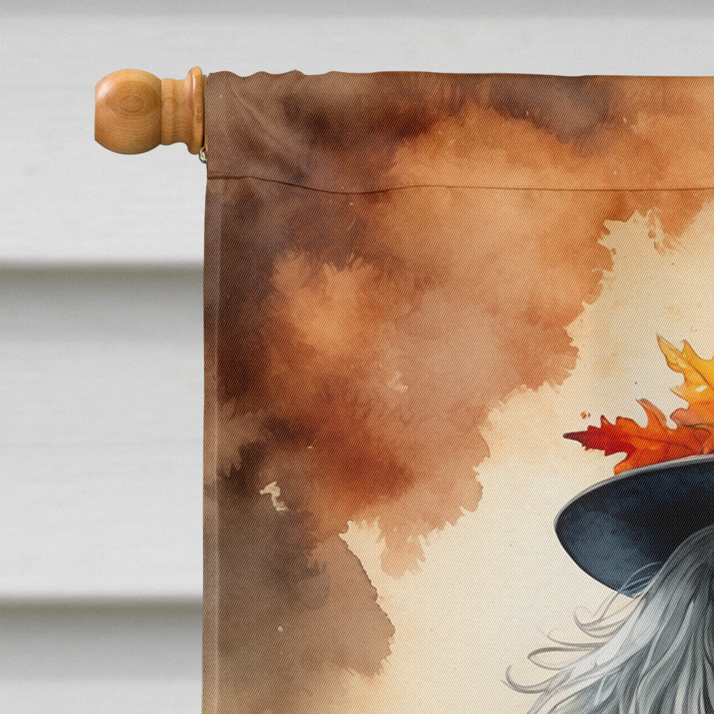 Grey Silver Poodle Thanksgiving House Flag