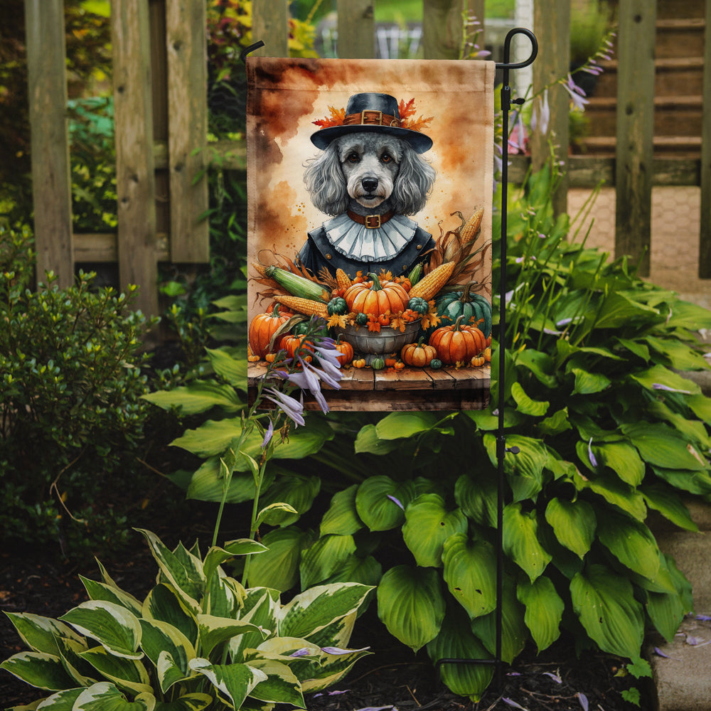 Grey Silver Poodle Thanksgiving Garden Flag