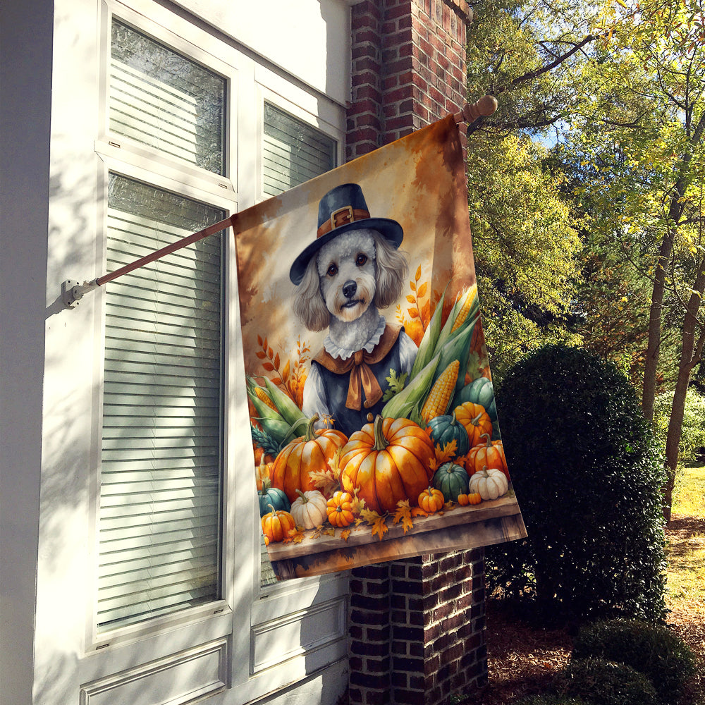 White Poodle Thanksgiving House Flag