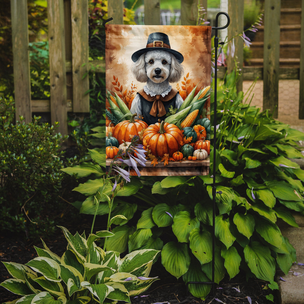 White Poodle Thanksgiving Garden Flag