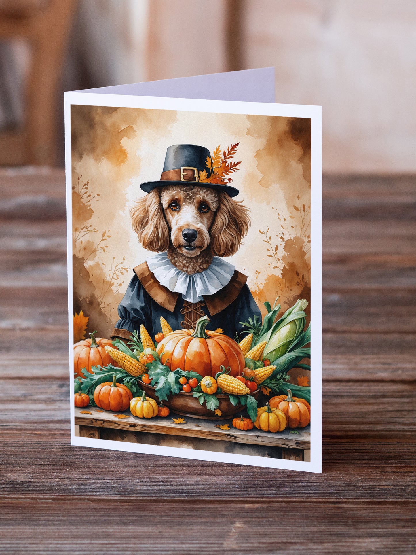 Poodle Thanksgiving Greeting Cards Pack of 8