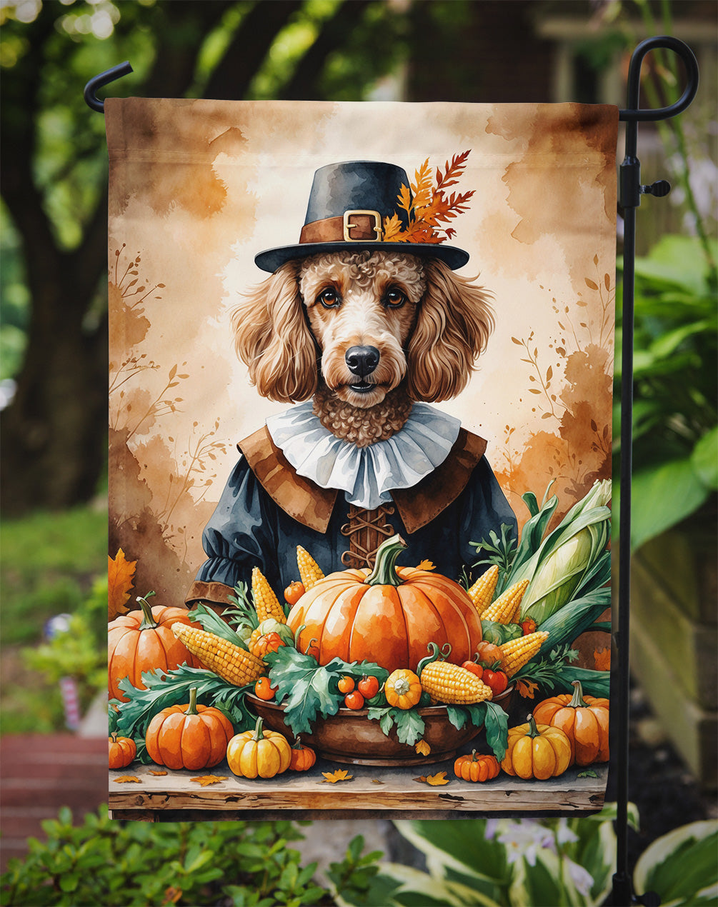 Poodle Thanksgiving Garden Flag