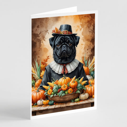 Buy this Black Pug Thanksgiving Greeting Cards Pack of 8