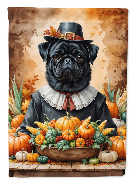 Buy this Black Pug Thanksgiving Garden Flag