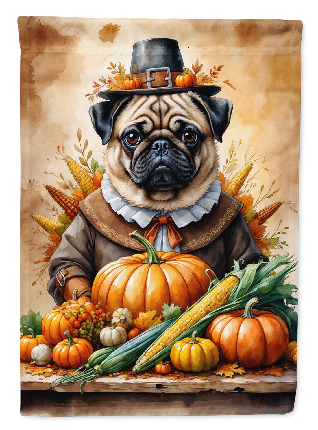 Buy this Pug Thanksgiving House Flag