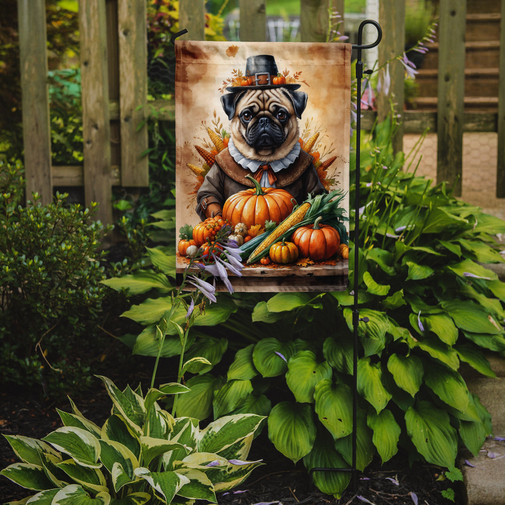 Pug Thanksgiving Garden Flag