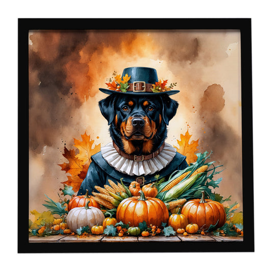 Buy this Rottweiler Thanksgiving Framed Metal Print