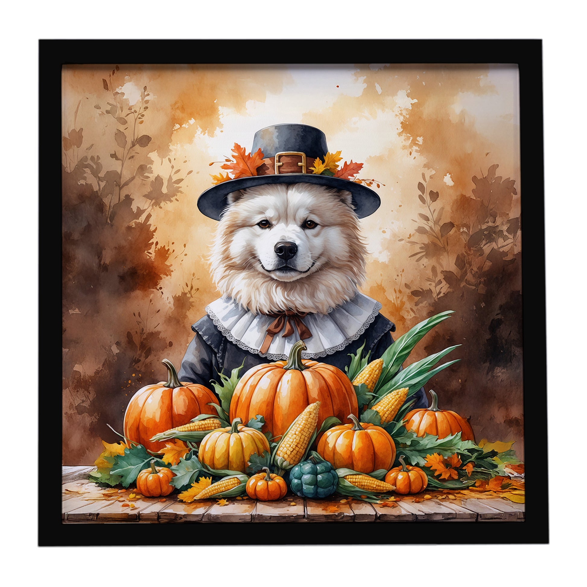 Buy this Samoyed Thanksgiving Framed Metal Print