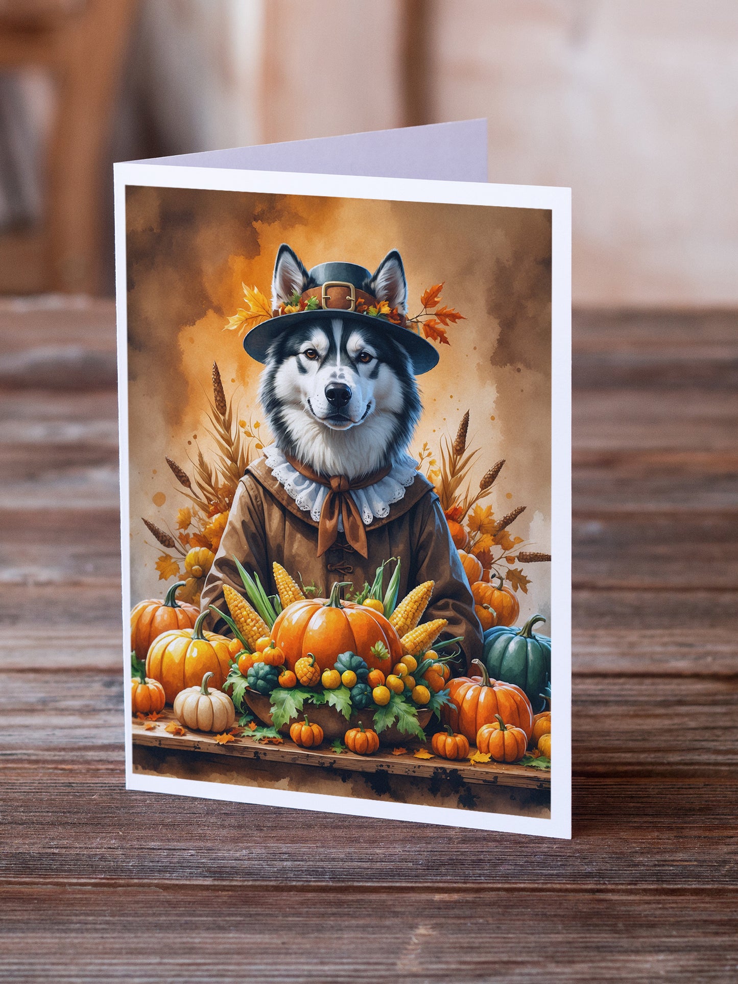 Siberian Husky Thanksgiving Greeting Cards Pack of 8