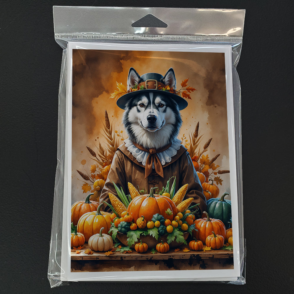 Siberian Husky Thanksgiving Greeting Cards Pack of 8
