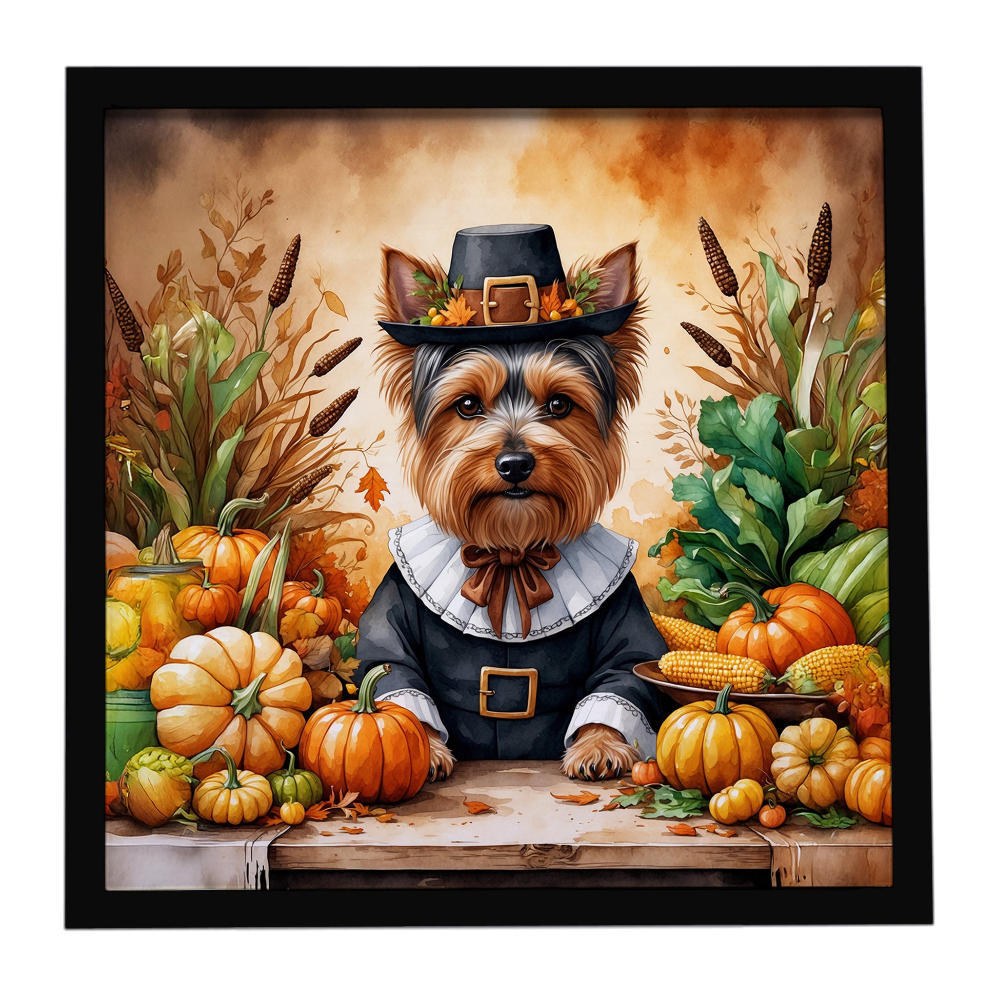 Buy this Yorkshire Terrier Thanksgiving Framed Metal Print