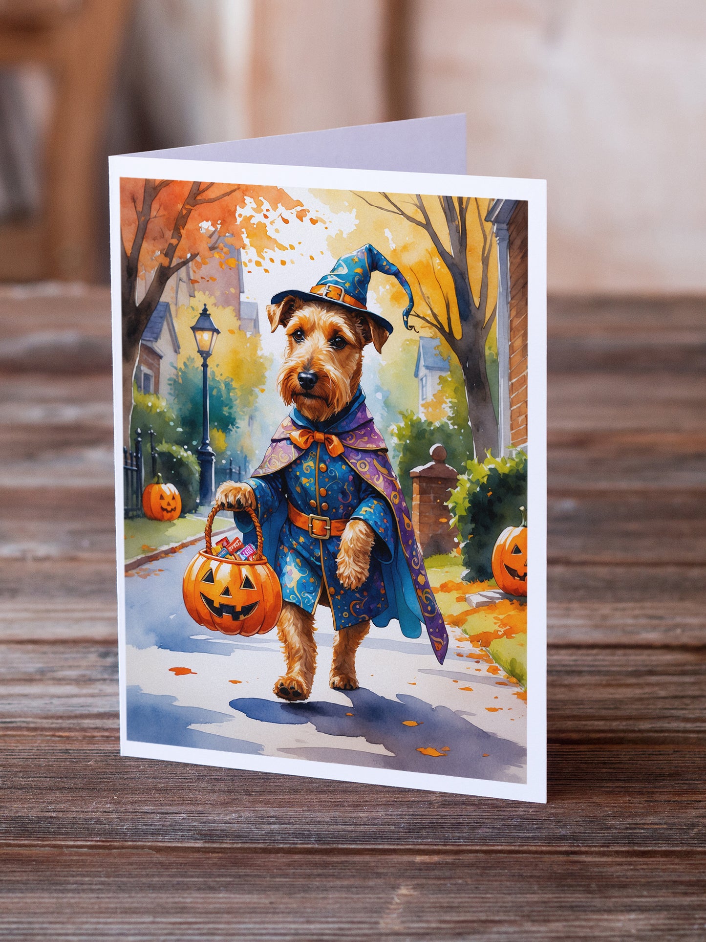 Airedale Terrier Halloween Trick or Treat Greeting Cards Pack of 8