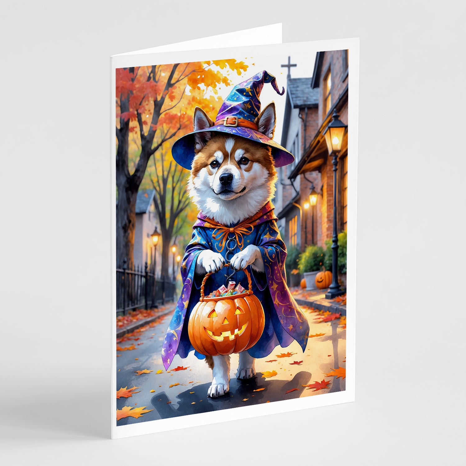 Buy this Akita Halloween Trick or Treat Greeting Cards Pack of 8