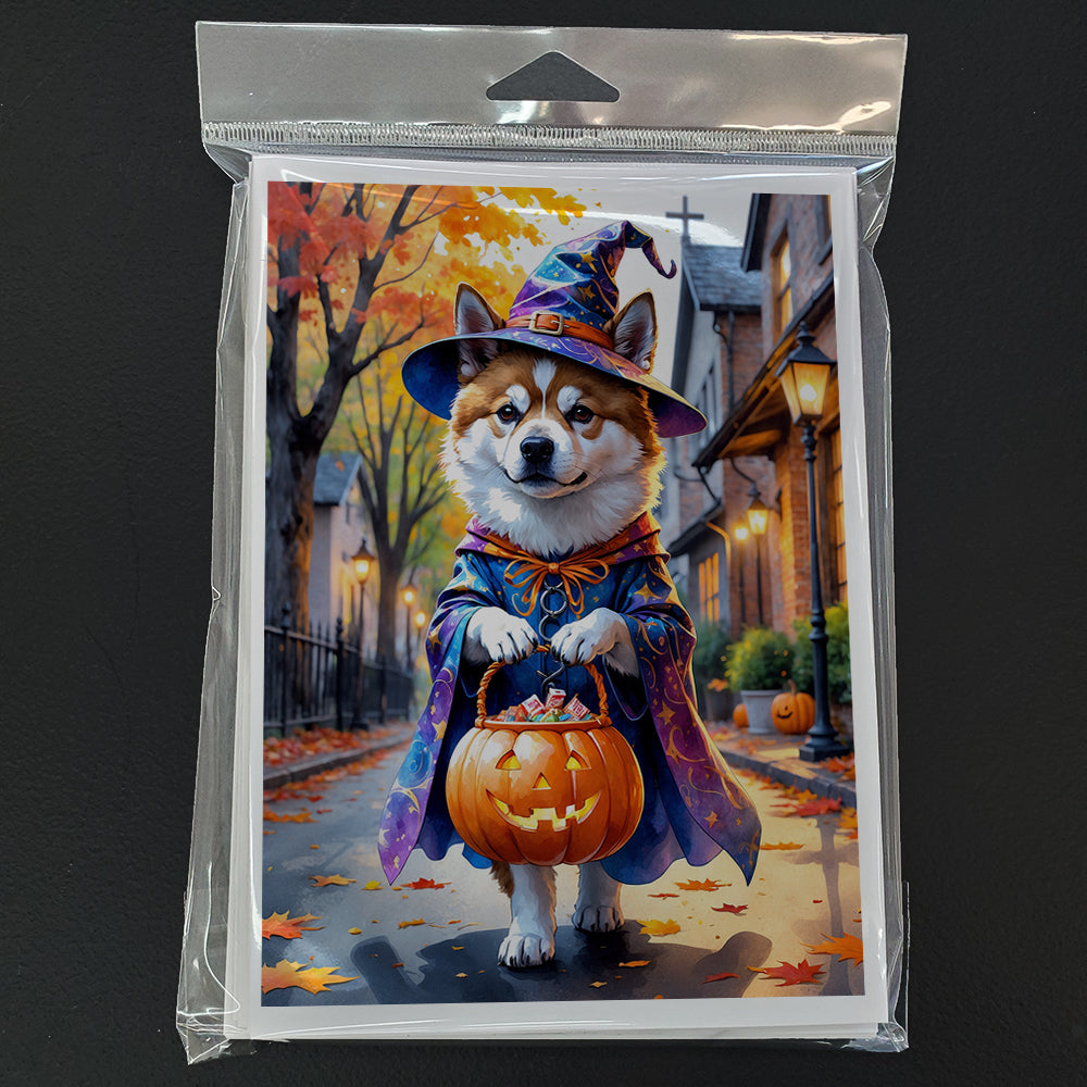 Akita Halloween Trick or Treat Greeting Cards Pack of 8