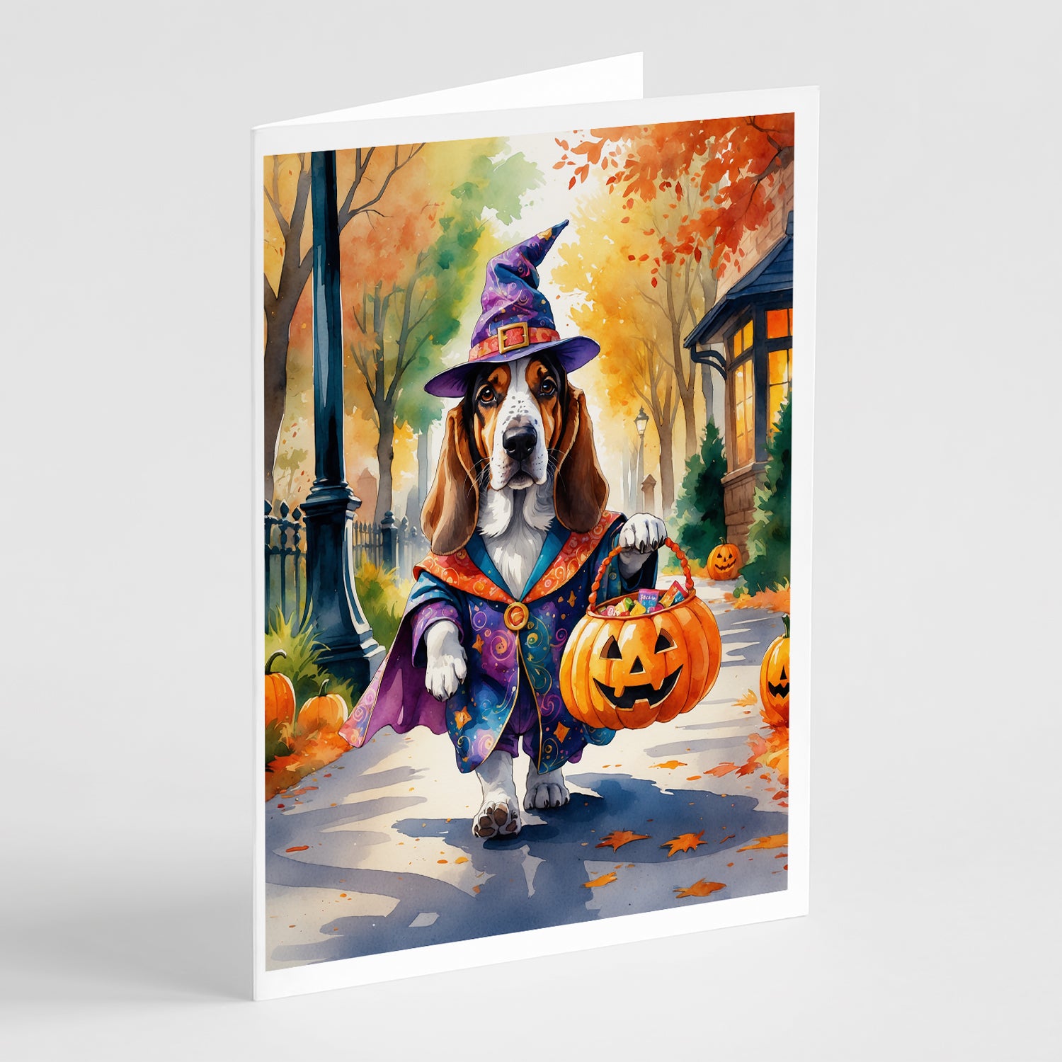 Buy this Basset Hound Halloween Trick or Treat Greeting Cards Pack of 8