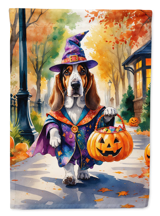 Buy this Basset Hound Halloween Trick or Treat Garden Flag