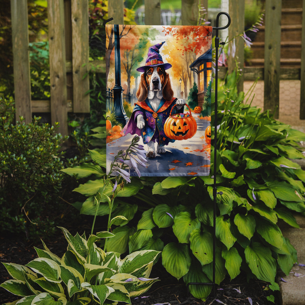 Basset Hound Halloween Trick or Treat Garden Flag
