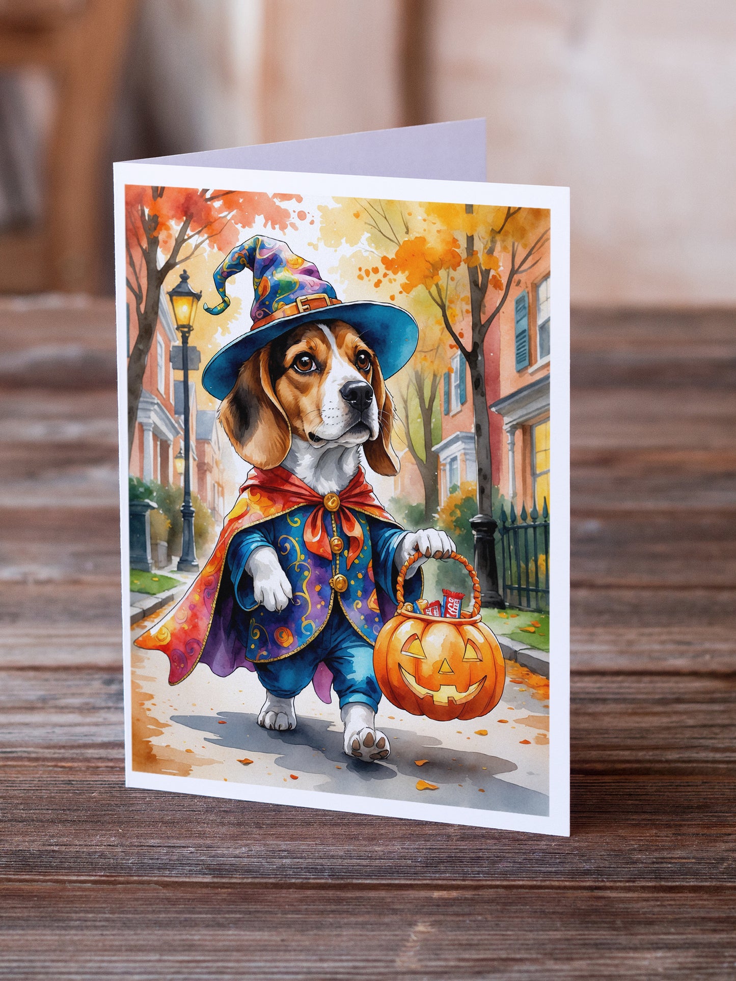 Beagle Halloween Trick or Treat Greeting Cards Pack of 8