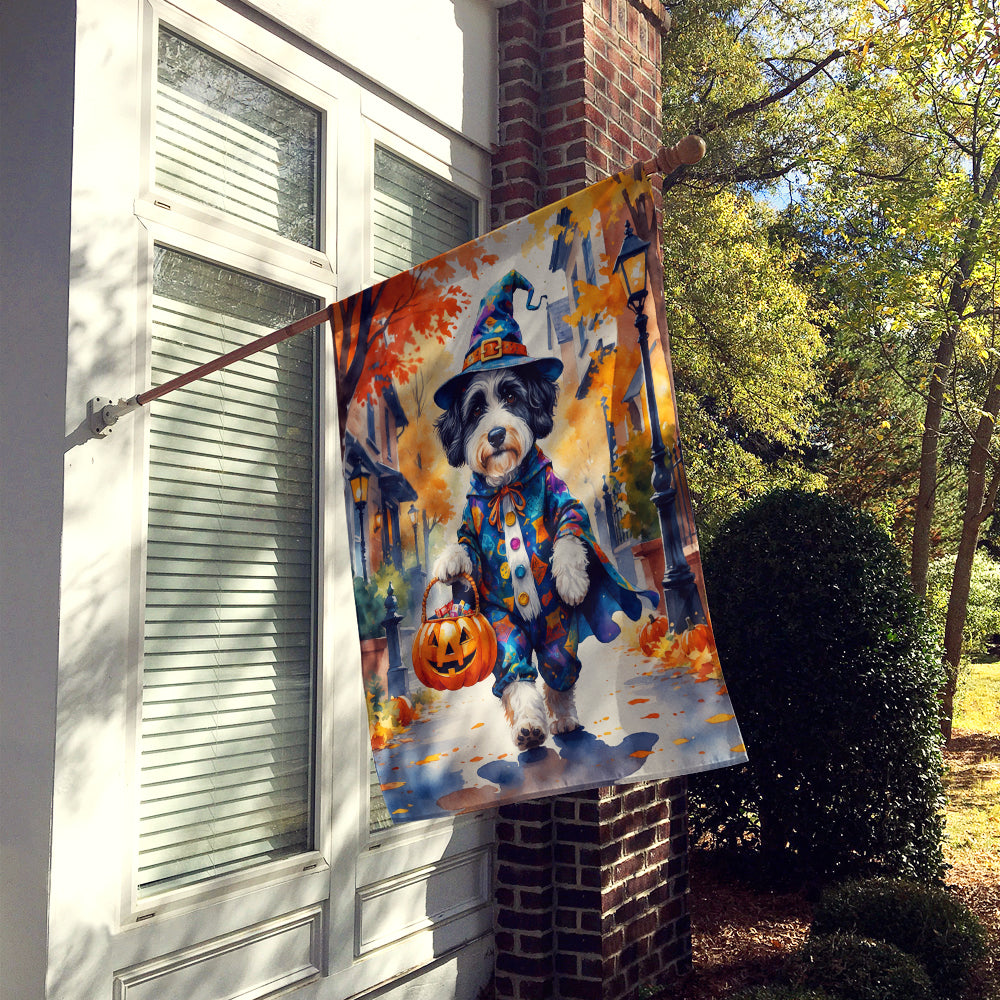 Bernedoodle Halloween Trick or Treat House Flag